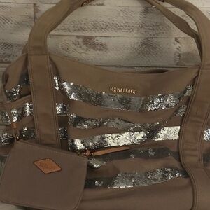 MZ Wallace Beige Tote with Silver Accents